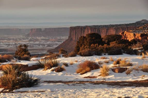 Fim de tarde gelado no Canyonlands National Park, perto de Moab, em Utah, nos Estados Unidos